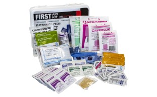 6025W - 25 person White Plastic First Aid Kit Open_FAK6025W.jpg